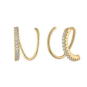 18k gold plated 925 sterling silver twirl spiral hoop earring
